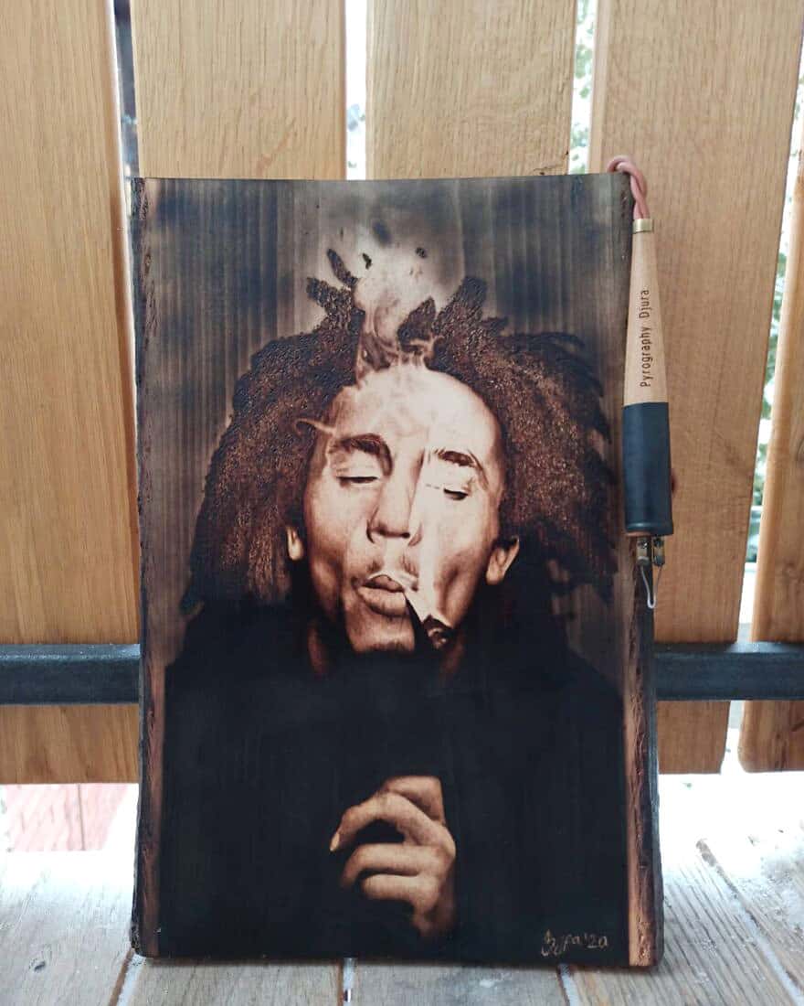 12. Pyrography Wood Burn - Bob Marley - Karya Ivan Djuric - Design Erlistic