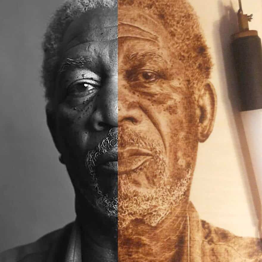 37. Apakah Itu Seni Pyrography - Morgan Freeman - Karya Ivan Djuric - Design Erlistic